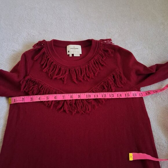Kate Spade Women's Size XS Dark Red Fringe Wool Blend Sweater A Line Dress - Picture 10 of 11